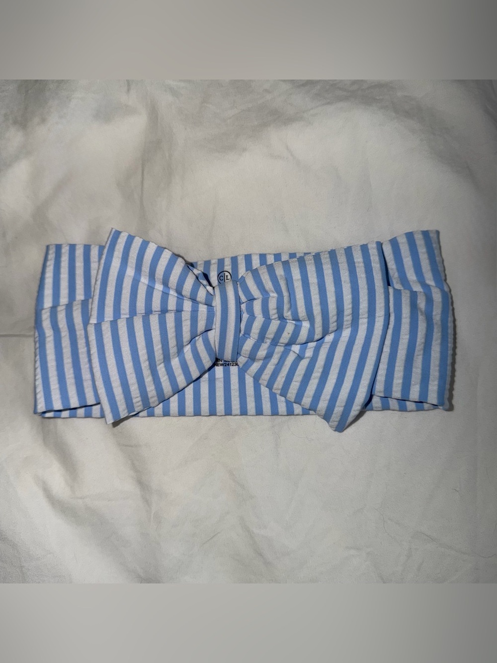Caden Lane Blue and White Striped Bow Headband